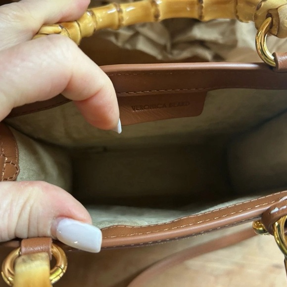 Veronica Beard Raffia Bamboo Handle Shopper Tote. NEW WITHOUT TAGS - Picture 5 of 6